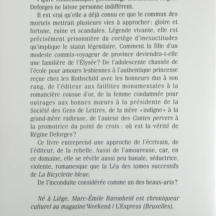 Régine Deforges : L'inconduite - Marc-Emile Baronheid - Livre