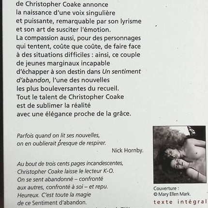 Un sentiment d'abandon - Christopher Coake - Livre