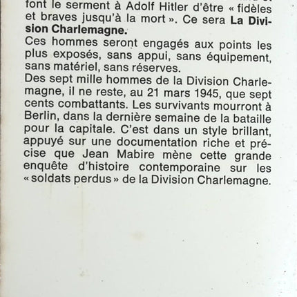 La division Charlemagne - Jean Mabire - Livre