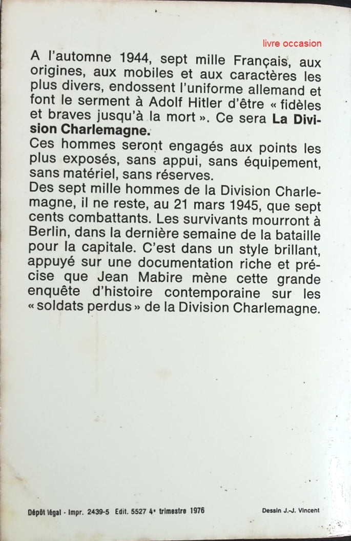 La division Charlemagne - Jean Mabire - Livre