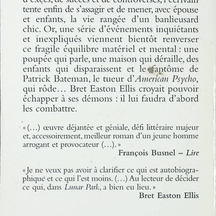 Lunar park - Bret Easton Ellis - livre