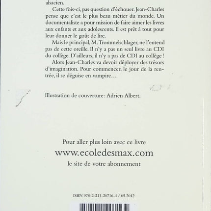 Le vampire du CDI – Susie Morgenstern – Roman jeunesse drôle au collège – Livre humour pour enfants - livre