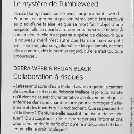 Le mystère de Tumbleweed - Collaboration à risques - Rita Herron - Debra Webb - Regan Black - Black Rose - Romance suspense - Enquête - Danger - Livre