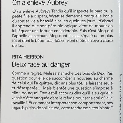 On a enlevé Aubrey - Deux face au danger - Barb Han - Rita Herron - Black Rose - Romance suspense - Enlèvement - Danger - Livre