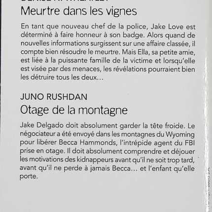 Meurtre dans les vignes - Otage de la montagne - Denise N. Wheatley, Juno Rushdan - Harlequin Black Rose - Romance suspense - Livre