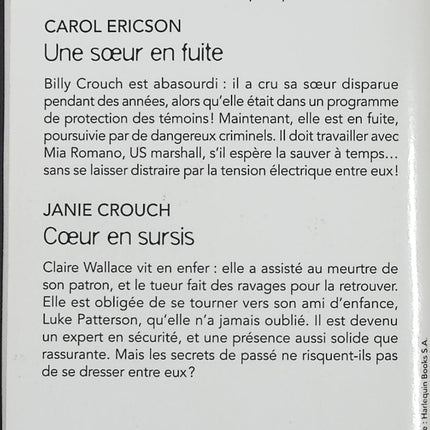 Une sœur en fuite - Cœur en sursis - Carol Ericson, Janie Crouch - Harlequin Black Rose - Romance suspense - Livre