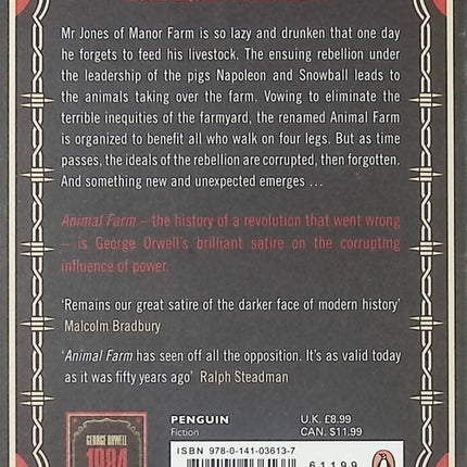 Animal Farm George Orwell roman satirique politique et allégorie - Livre en Anglais