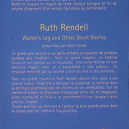 Walter's Leg and Other Short Stories Ruth Rendell suspense et nouvelles policières - Livre en Anglais