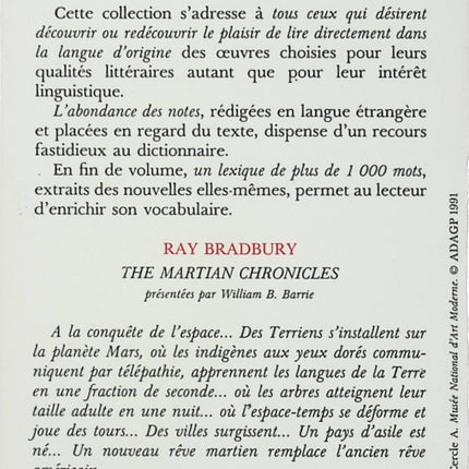 The Martian Chronicles Ray Bradbury science-fiction aventures et exploration martienne - Livre en Anglais