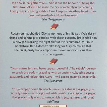 Mr Penumbra's 24-hour Bookstore – Robin Sloan – Roman anglais sur une librairie mystérieuse, les livres anciens, les énigmes et la technologie - Livre en Anglais