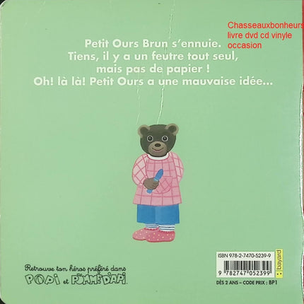 Petit Ours Brun fait une grosse bêtise livre jeunesse histoires du soir Marie Aubinais occasion pas cher - Livre