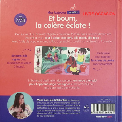 Mes histoires signées – Et boum la colère éclate ! – Marie Cao – livre jeunesse émotions et langage des signes - Livre