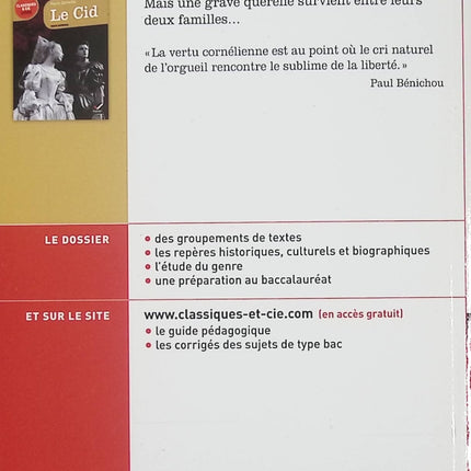 Le Cid – Pierre Corneille, tragédie classique, amour et honneur, édition Classiques & Cie pour le lycée - Livre