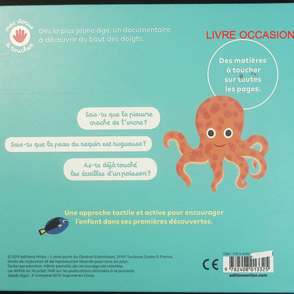 Les animaux des mers – Docus à toucher – Nathalie Choux – livre jeunesse sensoriel animaux marins - Livre