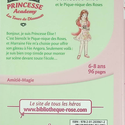 Princesse Academy tome 43 Princesse Elise et le pique-nique des roses livre enfant Bibliothèque Rose roman jeunesse princesses - Livre