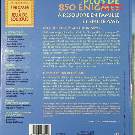 Livre jeux et énigmes – Enigmes & jeux de logique – Raisonnement, humour, convivialité – Philippe Brunel – dès 10 ans - livre