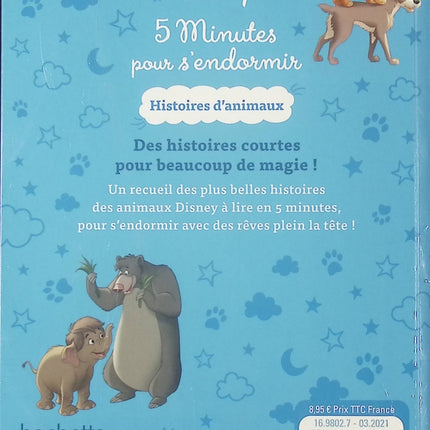 Livre enfant Disney – 5 Minutes pour s’endormir – Histoires d’animaux – récit illustré dès 3 ans - livre