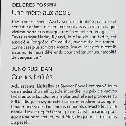 Une mère aux abois - Cœurs brûlés - Delores Fossen - Juno Rushdan - Les Justiciers de Silver Creek Tome 4 - Black Rose - Romance suspense - Enquête - Meurtres - Incendies criminels - Danger - Protection - FBI - Texas Ranger - Livre