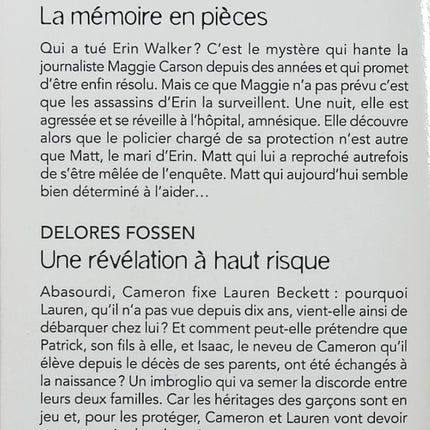 La mémoire en pièces - Une révélation à haut risque - Tyler Anne Snell, Delores Fossen - Harlequin Black Rose - Romance suspense - Livre