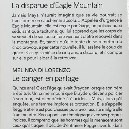 La disparue d'Eagle Mountain - Le danger en partage - Cindy Myers, Melinda Di Lorenzo - Harlequin Black Rose - Romance suspense - Livre