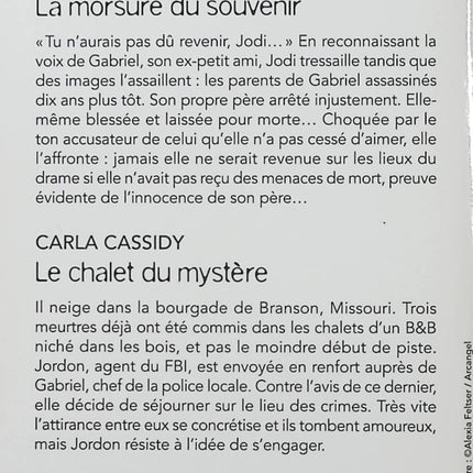 La morsure du souvenir - Le chalet du mystère - Delores Fossen, Carla Cassidy - Harlequin Black Rose - Romance suspense - Livre