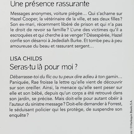Une présence rassurante - Seras-tu là pour moi ? - Julie Miller - Lisa Childs - Black Rose - Romance suspense - Enquête - Menaces - Protection - Meurtre - Police - Danger - Secrets - Famille - Livre