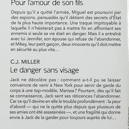 Pour l'amour de son fils - Le danger sans visage - Carol Ericson, C.J. Miller - Harlequin Black Rose - Romance suspense - Livre