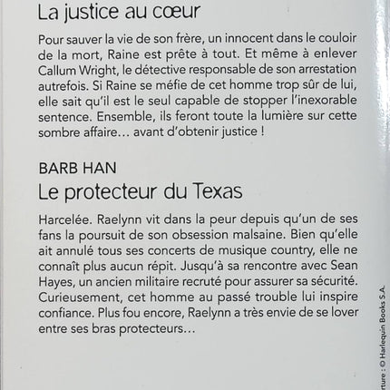 La justice au cœur - Le protecteur du Texas - Lena Diaz - Barb Han - Black Rose - Romance suspense - Enquête - Danger - Livre