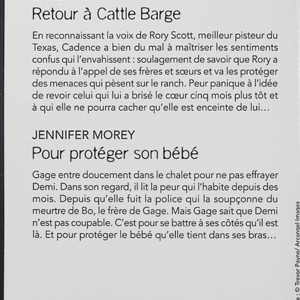 Retour à Cattle Barge - Pour protéger son bébé - Barb Han - Jennifer Morey - Black Rose - Romance suspense - Pisteur du Texas - Menaces - Ranch - Grossesse - Meurtre - Femme traquée - Protection - Danger - Enquête - Secrets - Livre