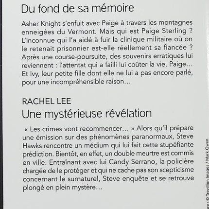 Du fond de sa mémoire - Une mystérieuse révélation - Carol Ericson - Rachel Lee - Black Rose - Romance suspense - Enquête - Double meurtre - Mémoire - Fuite - Mystère - Policier - Protection - Secrets - Danger - Livre