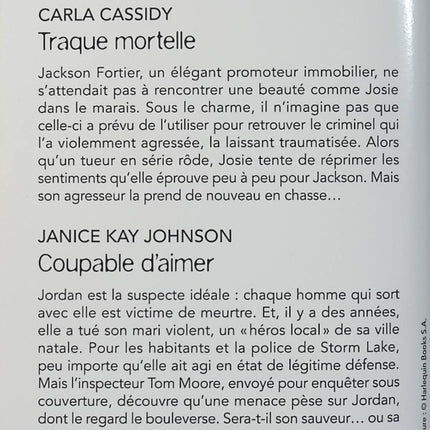 Traque mortelle - Coupable d'aimer - Carla Cassidy - Janice Kay Johnson - Black Rose - Romance suspense - Traque - Danger - Livre
