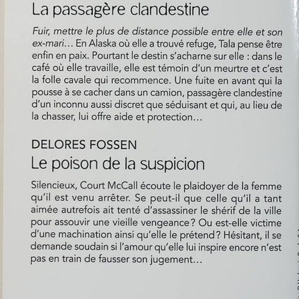 La passagère clandestine - Le poison de la suspicion - Susan Cliff - Delores Fossen - Black Rose - Romance suspense - Enquête - Danger - Livre
