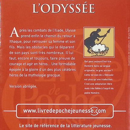 L'Odyssée - Texte abrégé - Homère - Classique jeunesse d'occasion - Livre