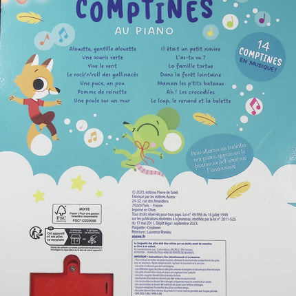 Mon livre piano – Mes toutes premières comptines au piano | Livre musical pour bébé, comptines enfantines et éveil musical interactif - Livre