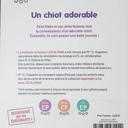Apprendre à lire avec Les Alphas - Début CP – Un chiot adorable : Livre jeunesse premières lectures pour enfants – Claude Huguenin & Thomas Tessier - livre