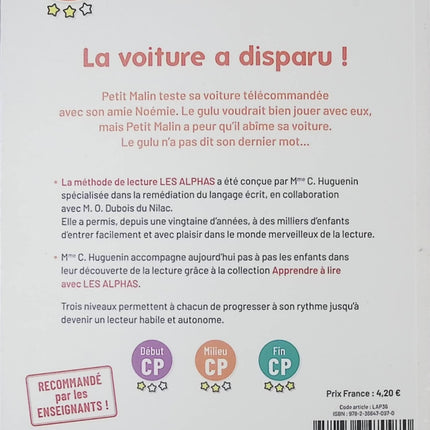 Apprendre à lire avec Les Alphas – Milieu CP : La voiture a disparu ! – Livre jeunesse premières lectures pour enfants – Claude Huguenin & Thomas Tessier - livre