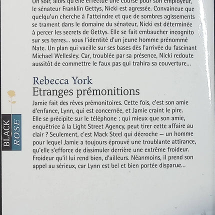 Un amour incognito – Étranges prémonitions – Gayle Wilson & Rebecca York – Black Rose – Romance suspense - Livre