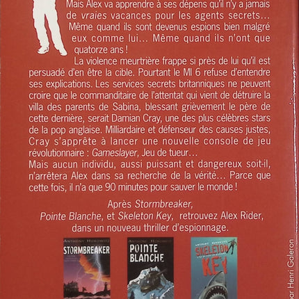Alex Rider Tome 4 – Jeu de tueur – Anthony Horowitz – Roman espionnage ado, action et aventure - Livre