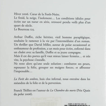 La Forêt des ombres – Franck Thilliez – thriller psychologique en huis clos et tueur en série – livre d’occasion - Livre