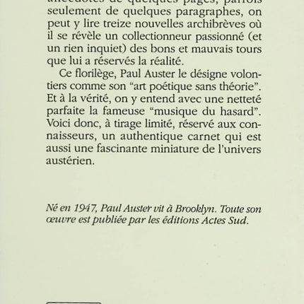 Le Carnet rouge – Paul Auster – nouvelles et récits autour du hasard et des coïncidences – livre d’occasion - Livre