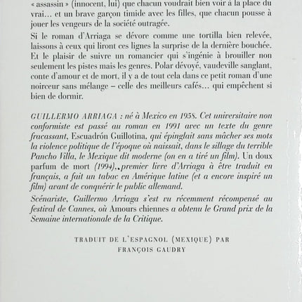 Un doux parfum de mort – Guillermo Arriaga – thriller noir Mexique violence et vengeance – livre occasion - Livre