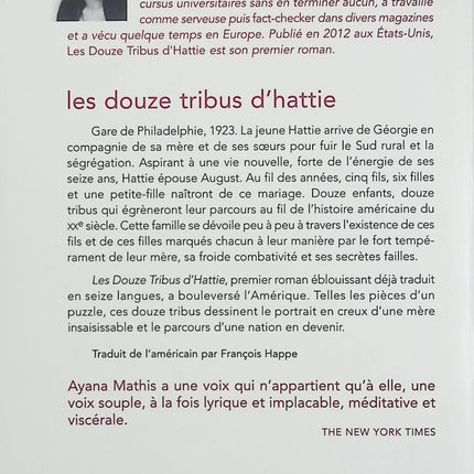 Les Douze Tribus d’Hattie – Ayana Mathis – Roman américain Prix littéraire sur une famille afro-américaine - Livre