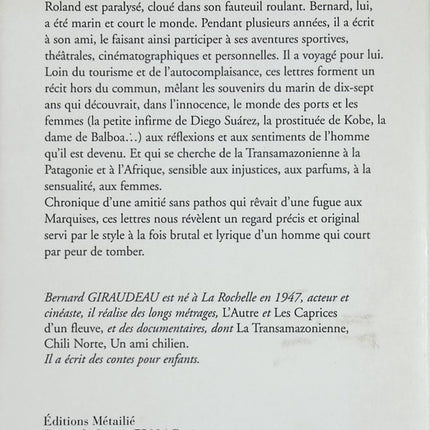 Le Marin à l’ancre – Bernard Giraudeau – Récit de voyage amitié aventure et quête de liberté - Livre