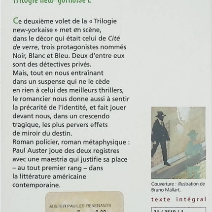 Trilogie new-yorkaise, tome 2 : Revenants – Paul Auster – roman policier postmoderne et enquête labyrinthique - Livre