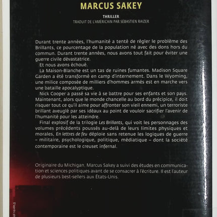 Les Brillants Tome 3 – En lettres de feu – Marcus Sakey – Thriller d’anticipation et fin de trilogie SF - Livre