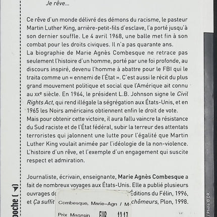 Martin Luther King Jr – Un homme et son rêve – Marie-Agnès Combesque – Biographie – Droits civiques USA – Lutte contre la ségrégation - Livre