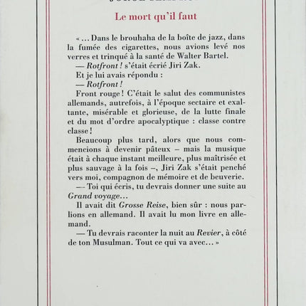 Le mort qu’il faut – Jorge Semprún – Roman sur mémoire, résistance et expérience de la guerre - Livre