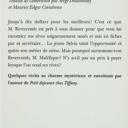 Monsieur Maléfique et autres nouvelles – Truman Capote – recueil de nouvelles américaines sombres et psychologiques - Livre