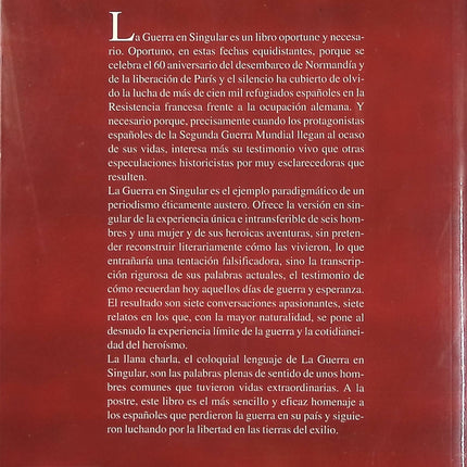 La Guerra singular – Antonio Arévalo – essai réflexion guerre politique humanisme – livre occasion - Livre en Espagnol