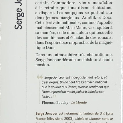 L’écrivain national – Serge Joncour – roman contemporain sur la littérature, la célébrité et le monde des auteurs - Livre